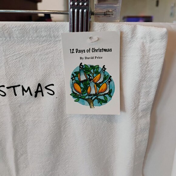12 Days Of Christmas Coffee Themed Tea Towel By David Price - NEW w/Tag 18"x26" - Picture 6 of 7